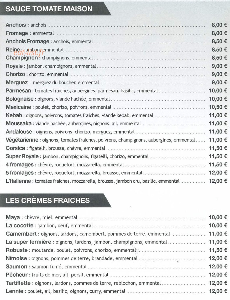 Mika pizza — carte page 2