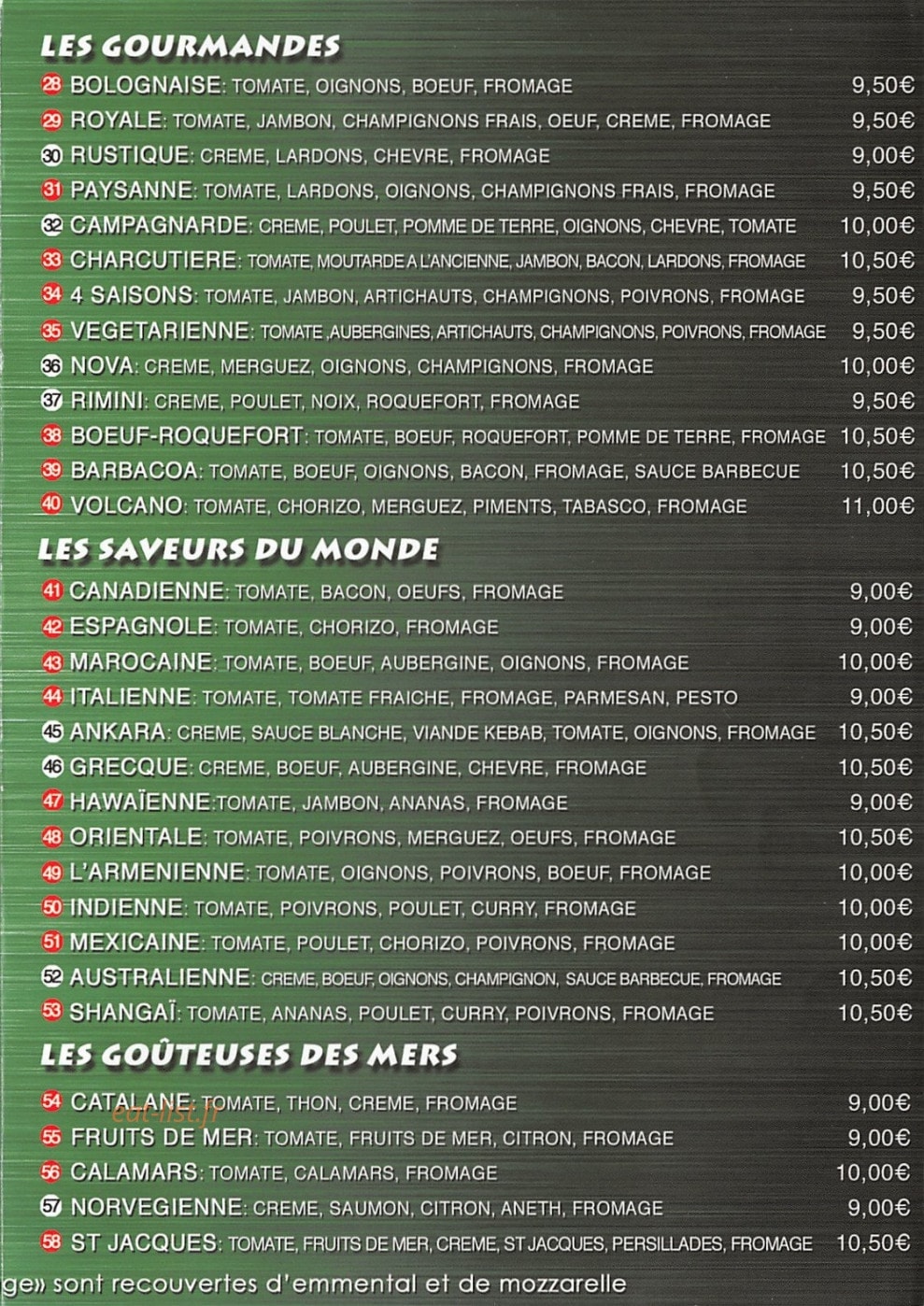 Nova pizza — carte page 3