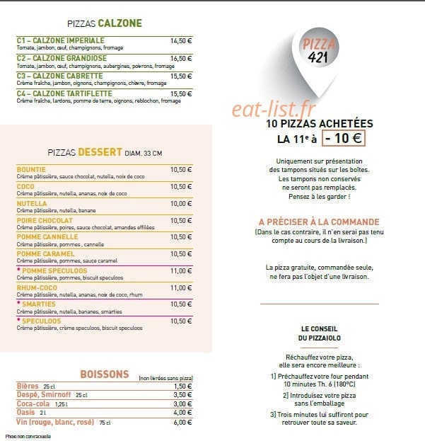 Pizza le 421 — carte page 2
