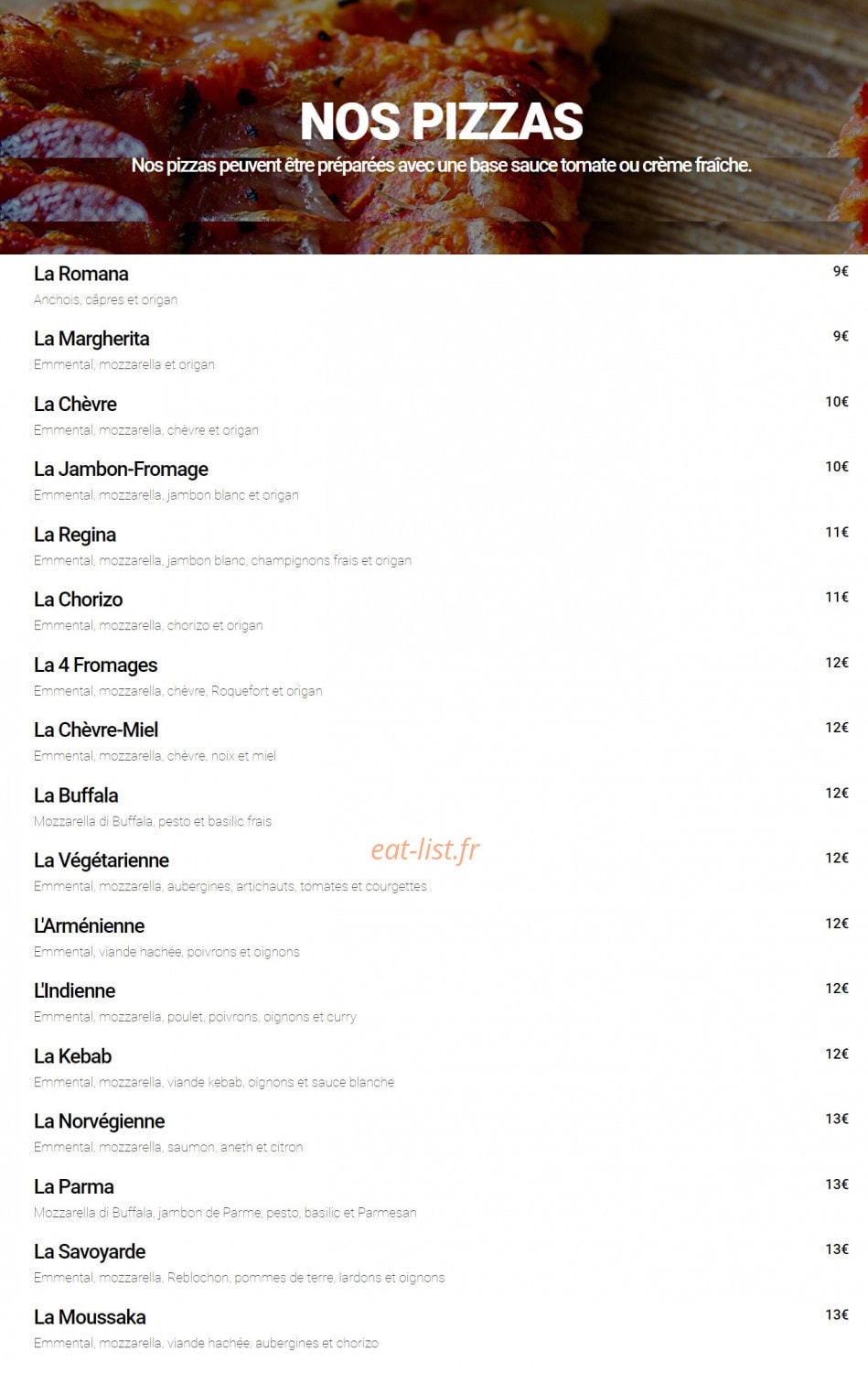 Pizza Medes — carte page 1
