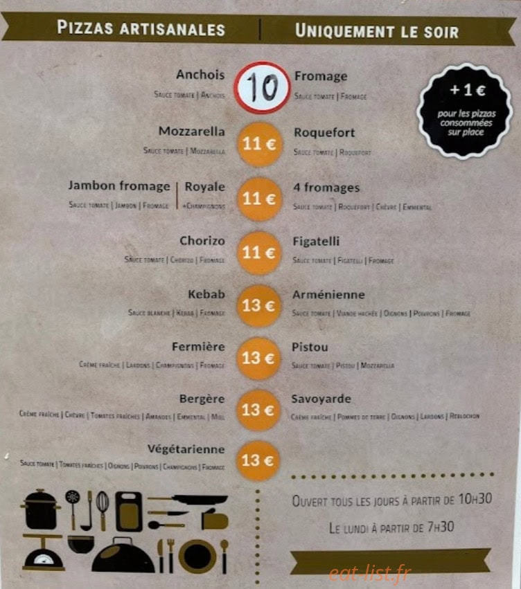 Pizzeria chez Cris — carte page 1
