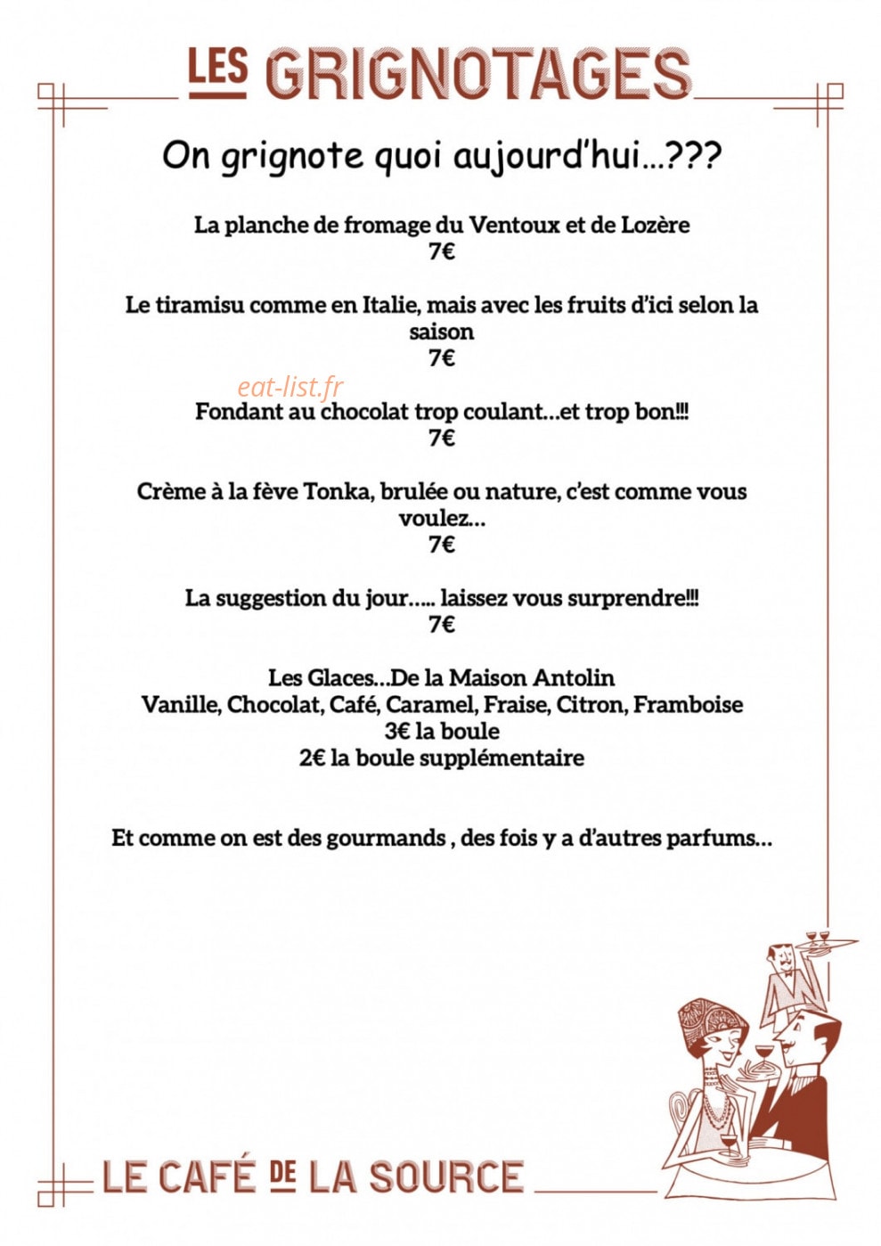 Le café de la source — carte page 2