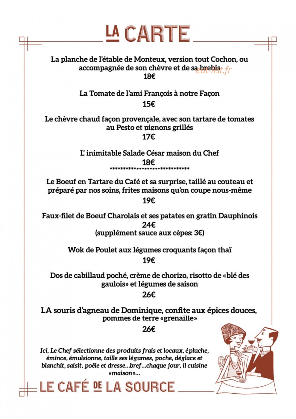 Le café de la source — carte page 1