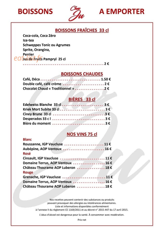 Chez Ju Resto & Bistro — carte page 2