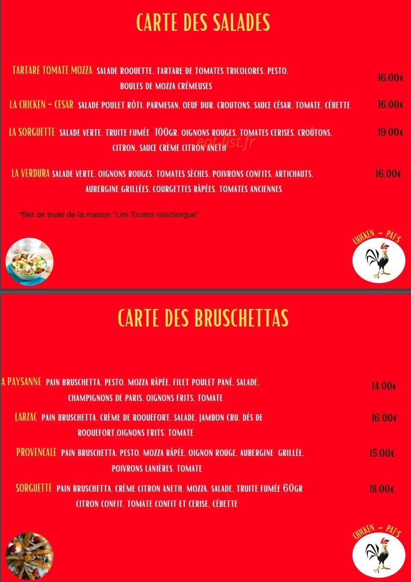 Chicken Pat's — carte page 2