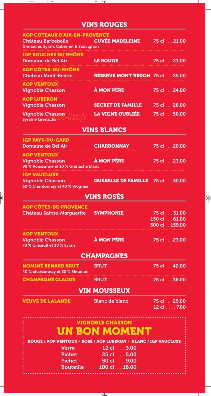 Chicken Pat's — carte page 6
