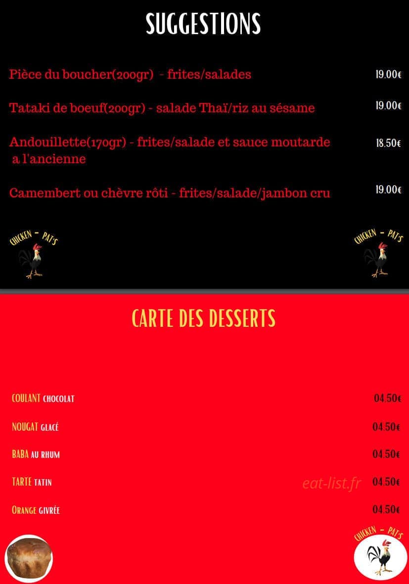 Chicken Pat's — carte page 4