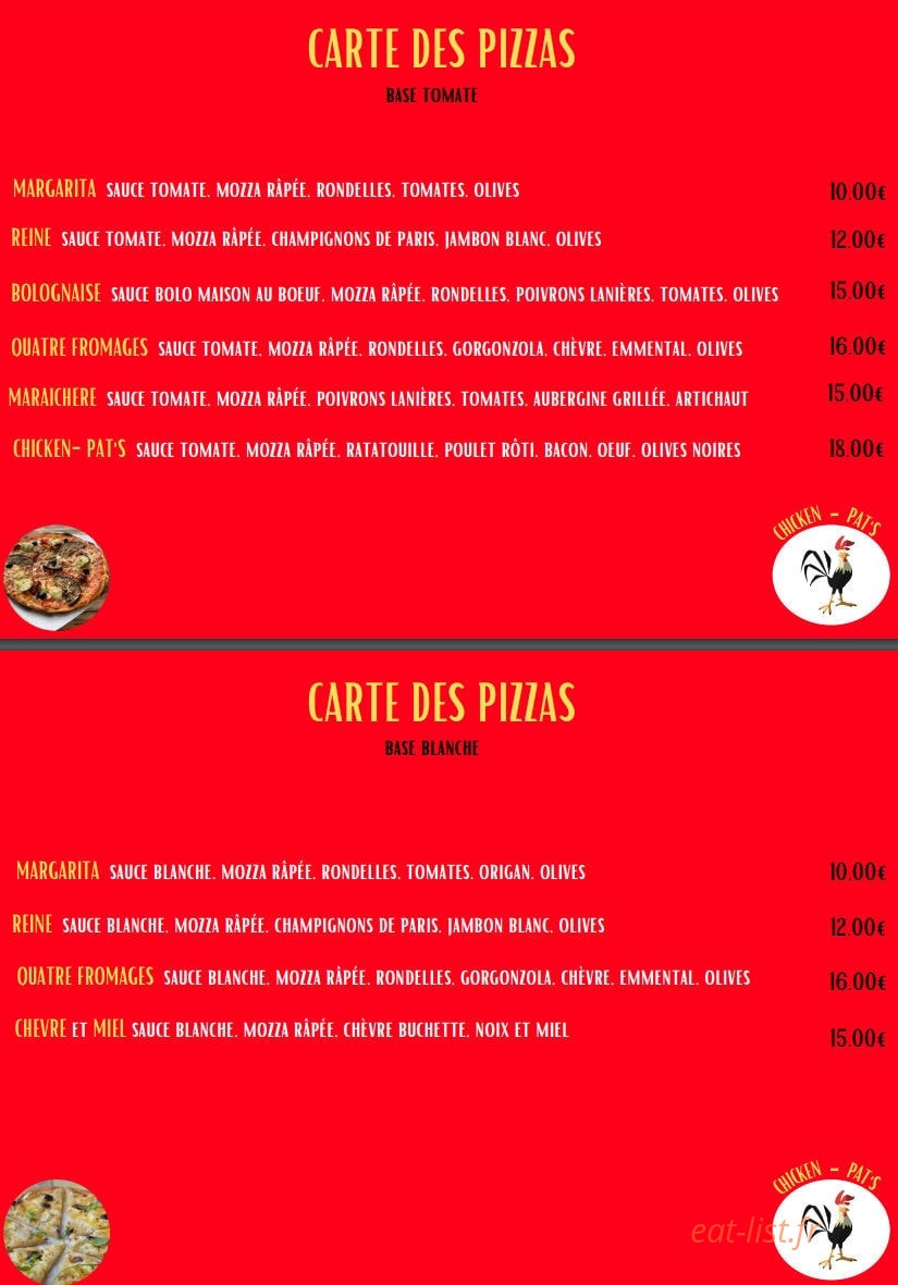 Chicken Pat's — carte page 1