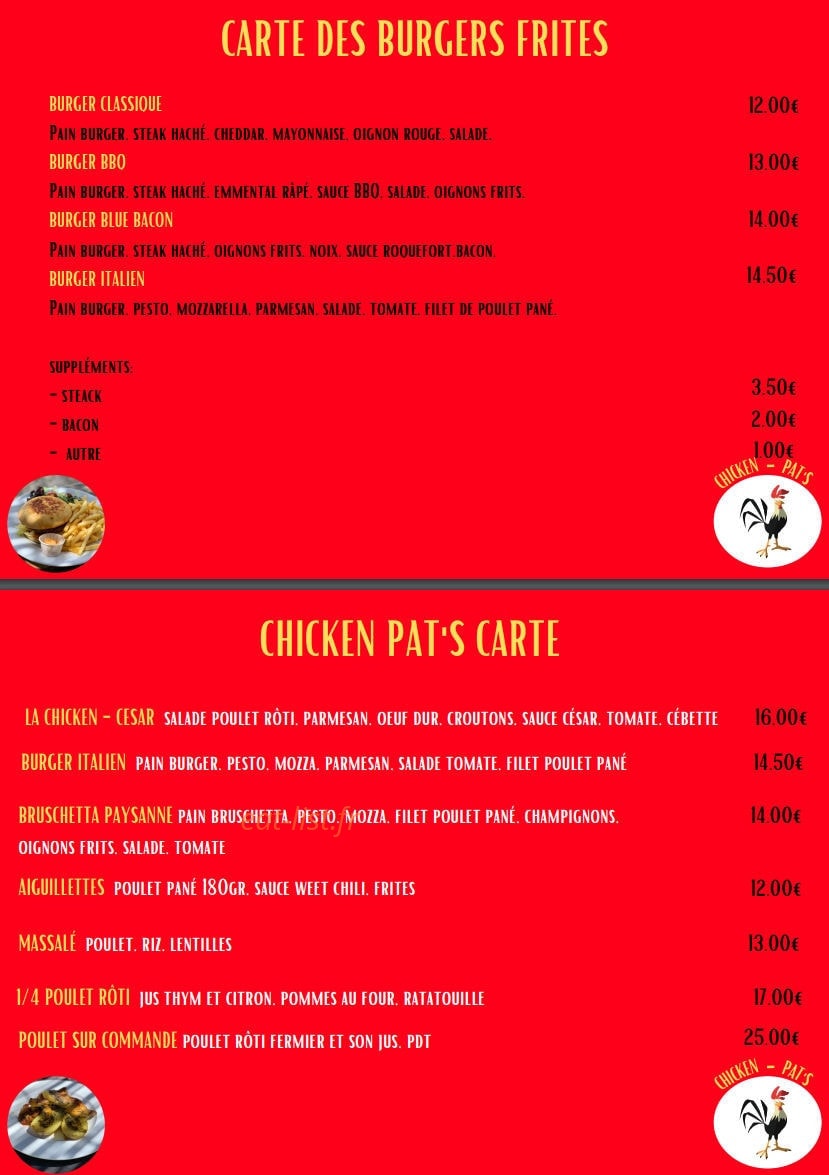 Chicken Pat's — carte page 3