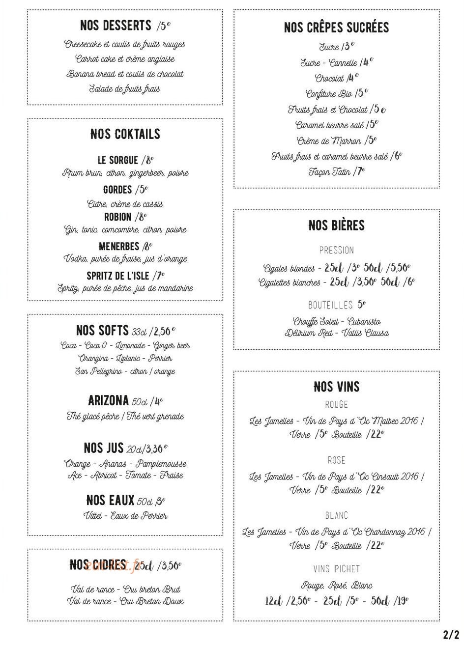 Comptoir & Gourmandises — carte page 2