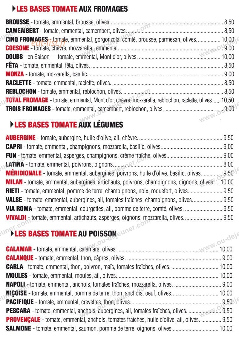 Côté Pizza — carte page 3