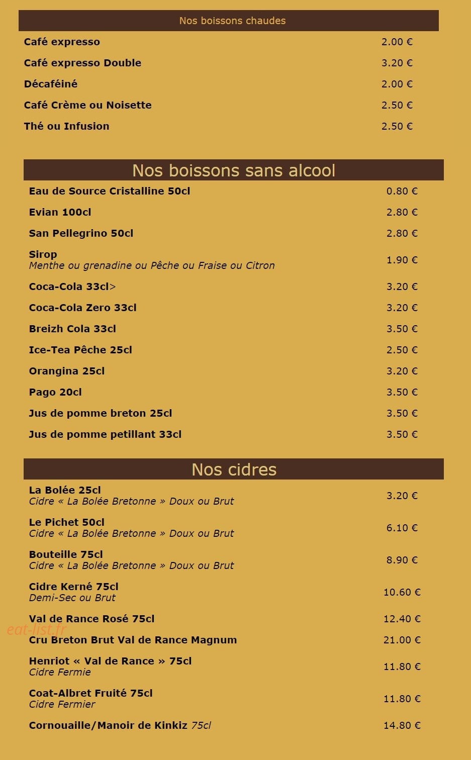 Creperie La Flourdiliz — carte page 4