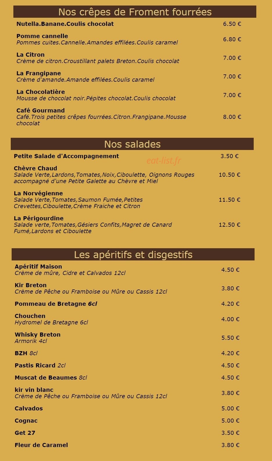 Creperie La Flourdiliz — carte page 3