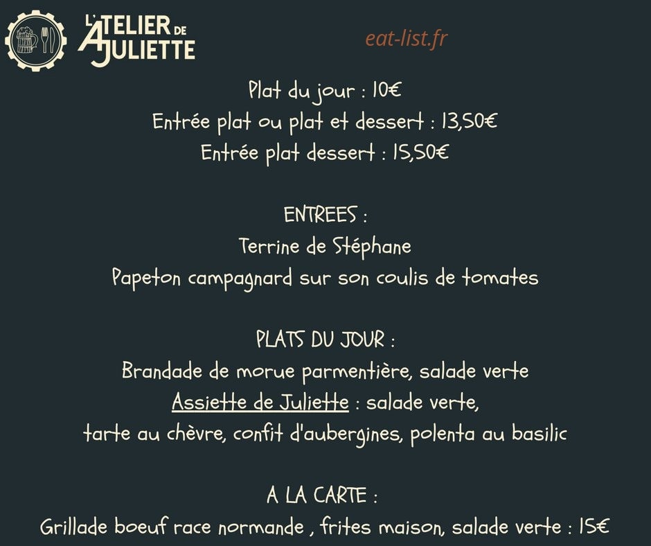 L'Atelier de Juliette — carte page 1