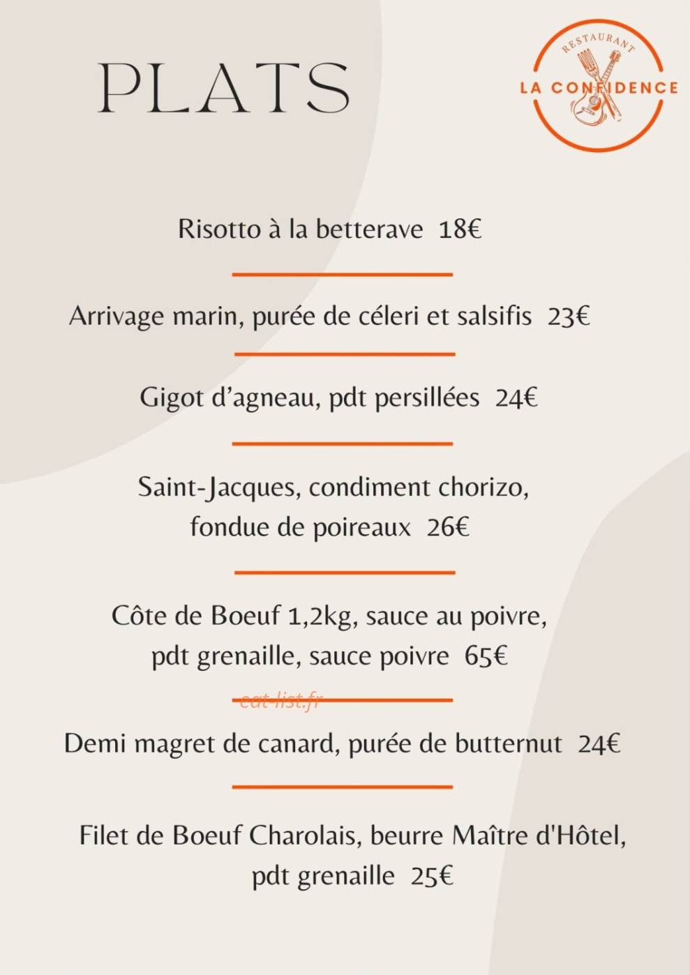 La Confidence — carte page 2