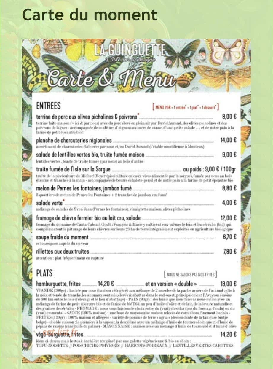 La Guinguette — carte page 1