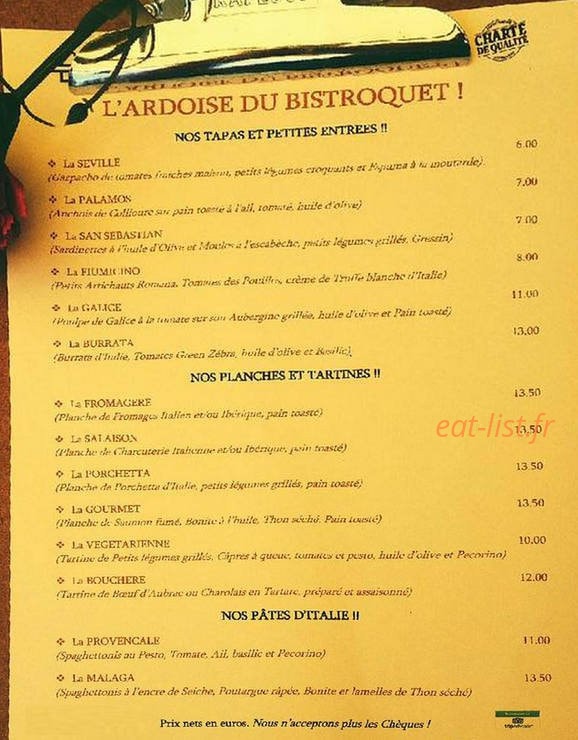 Le Bistroquet — carte page 2