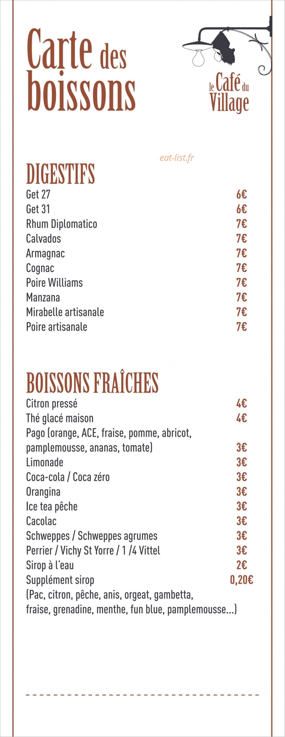 Le café du Village — carte page 8