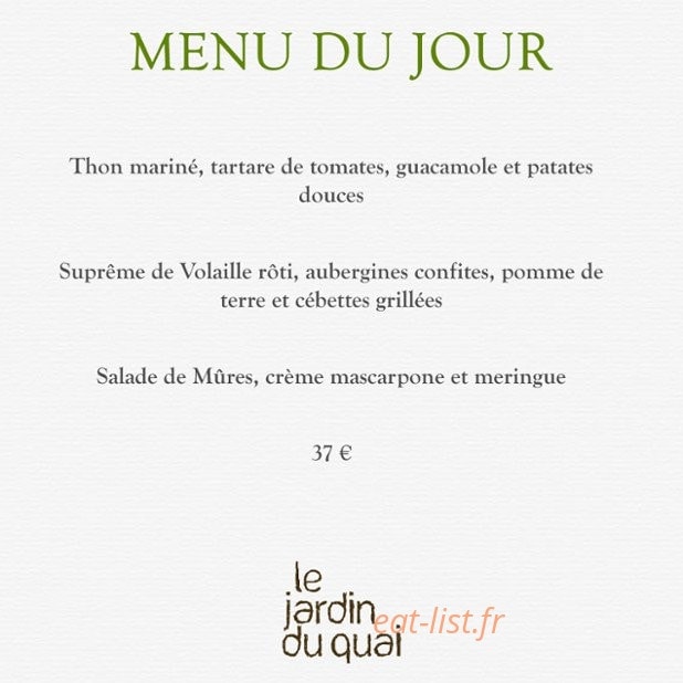 Le Jardin du Quai — carte page 1