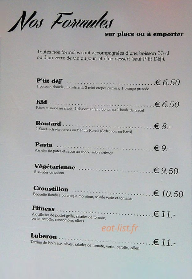 Le p'tit buffet — carte page 1