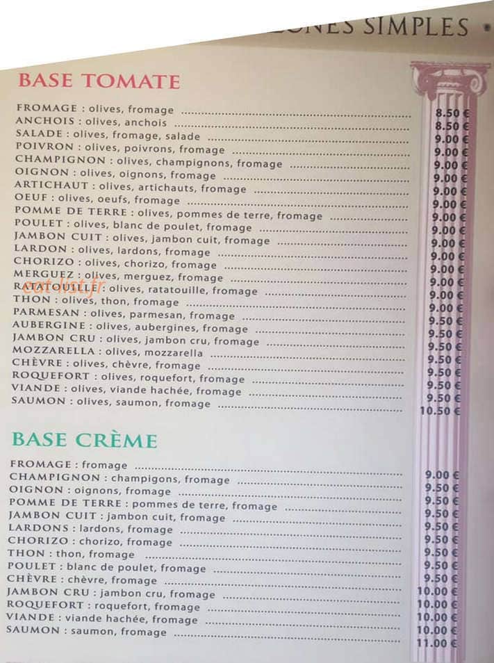 Pizz'Eric — carte page 1