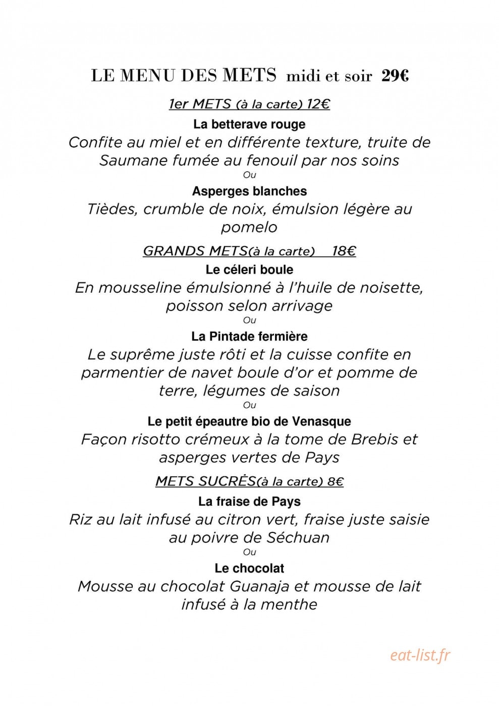 Renaud'mets — carte page 1