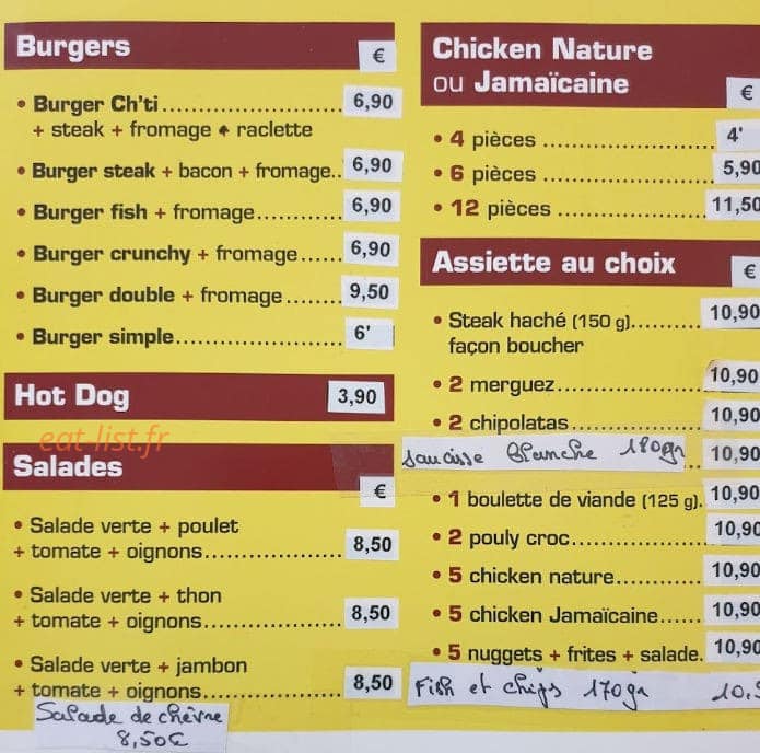 Snack de l'Enclave — carte page 1