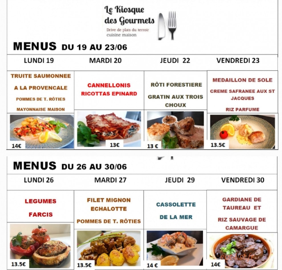 Le Kiosque des Gourmets — carte page 1