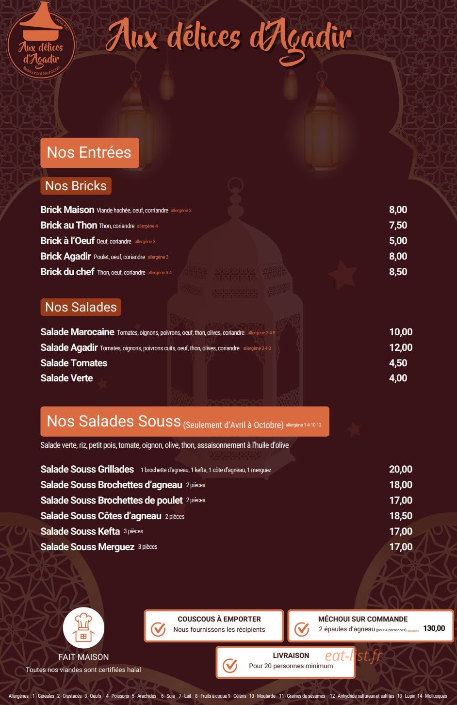 Aux Délices D'Agadir — carte page 1