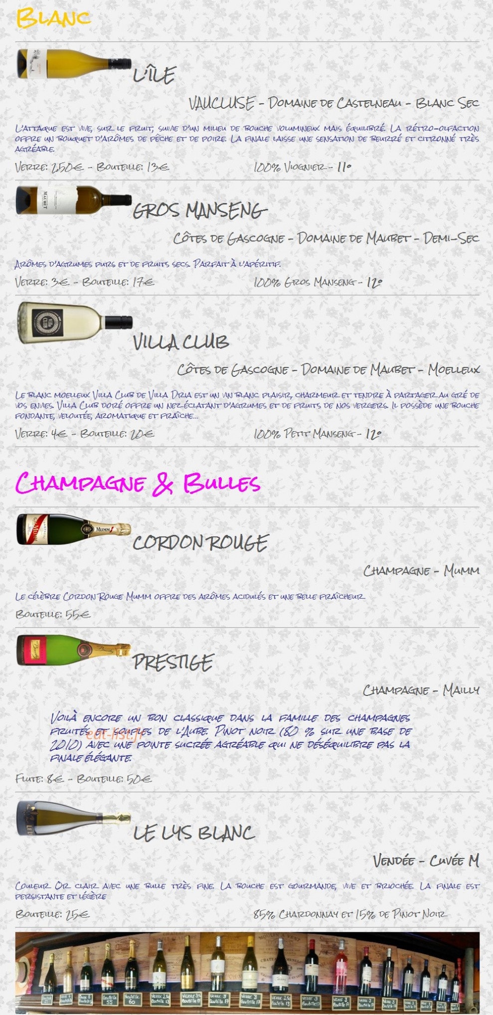 Bar des Artistes — carte page 7