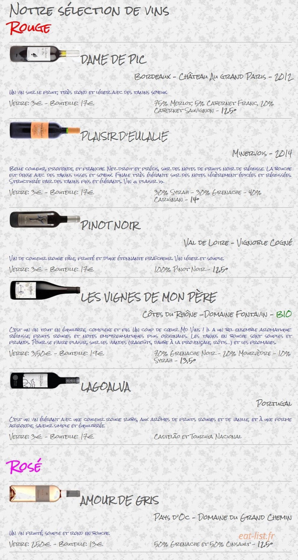 Bar des Artistes — carte page 6
