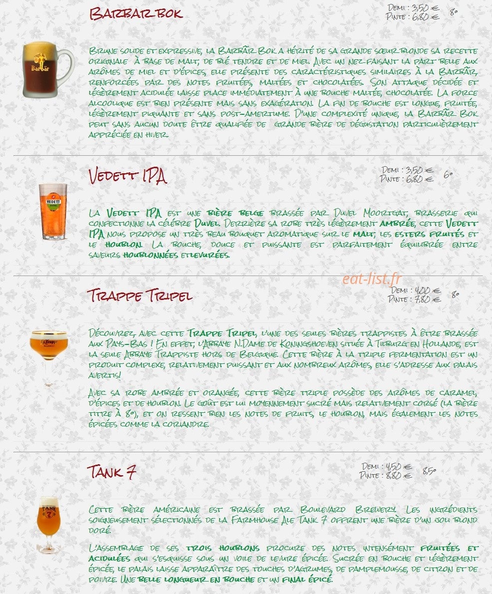 Bar des Artistes — carte page 3