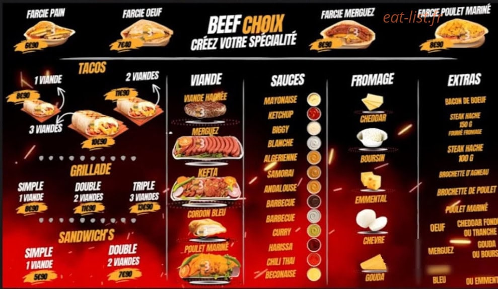 Beef Burger — carte page 3