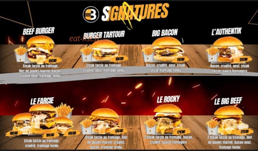 Beef Burger — carte page 1
