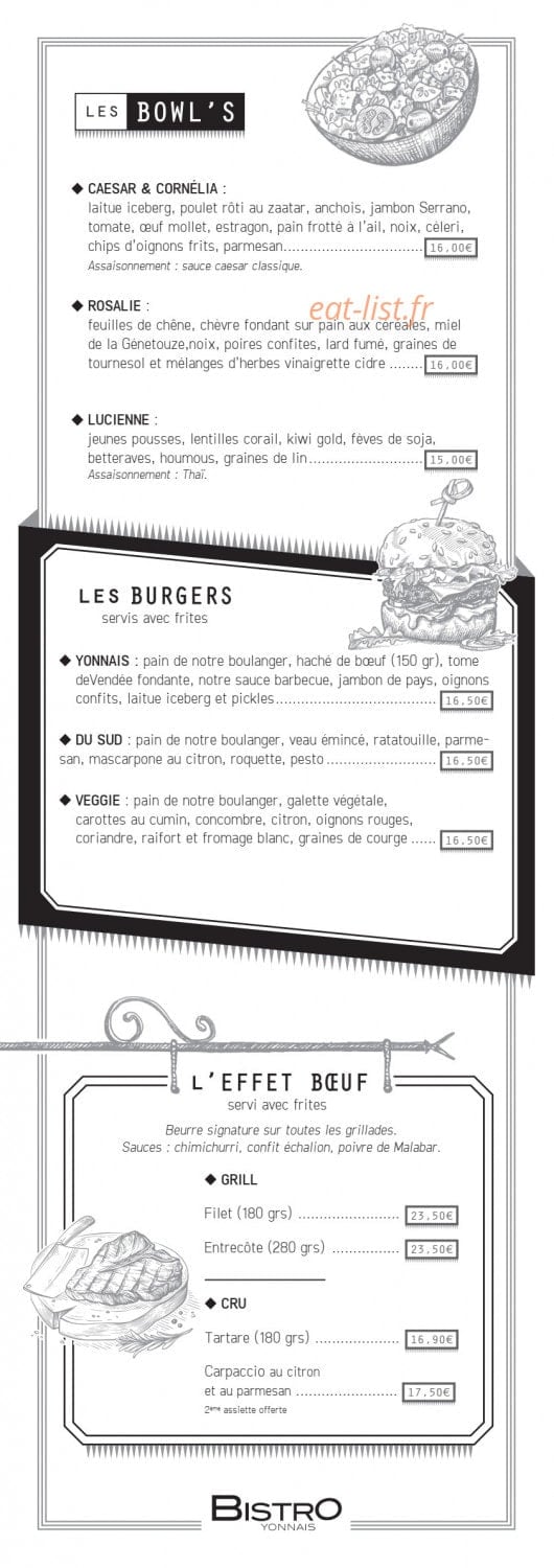 Bistro Yonnais — carte page 2