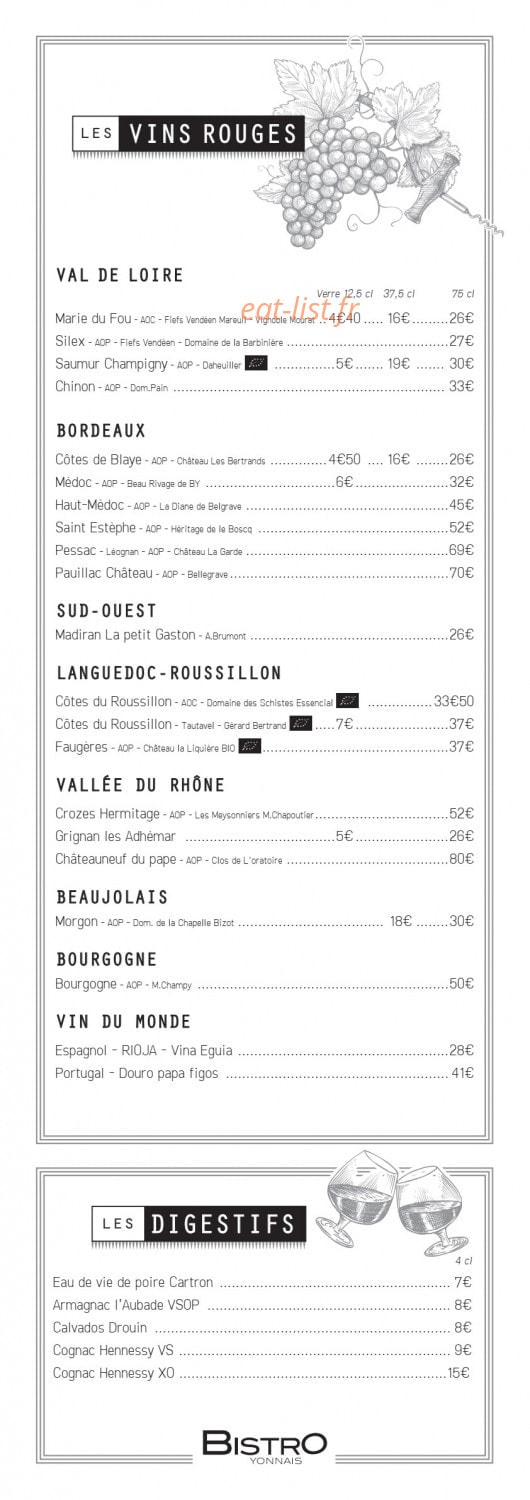 Bistro Yonnais — carte page 8