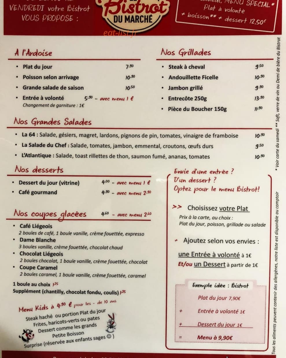 Bistrot du Marché — carte page 1