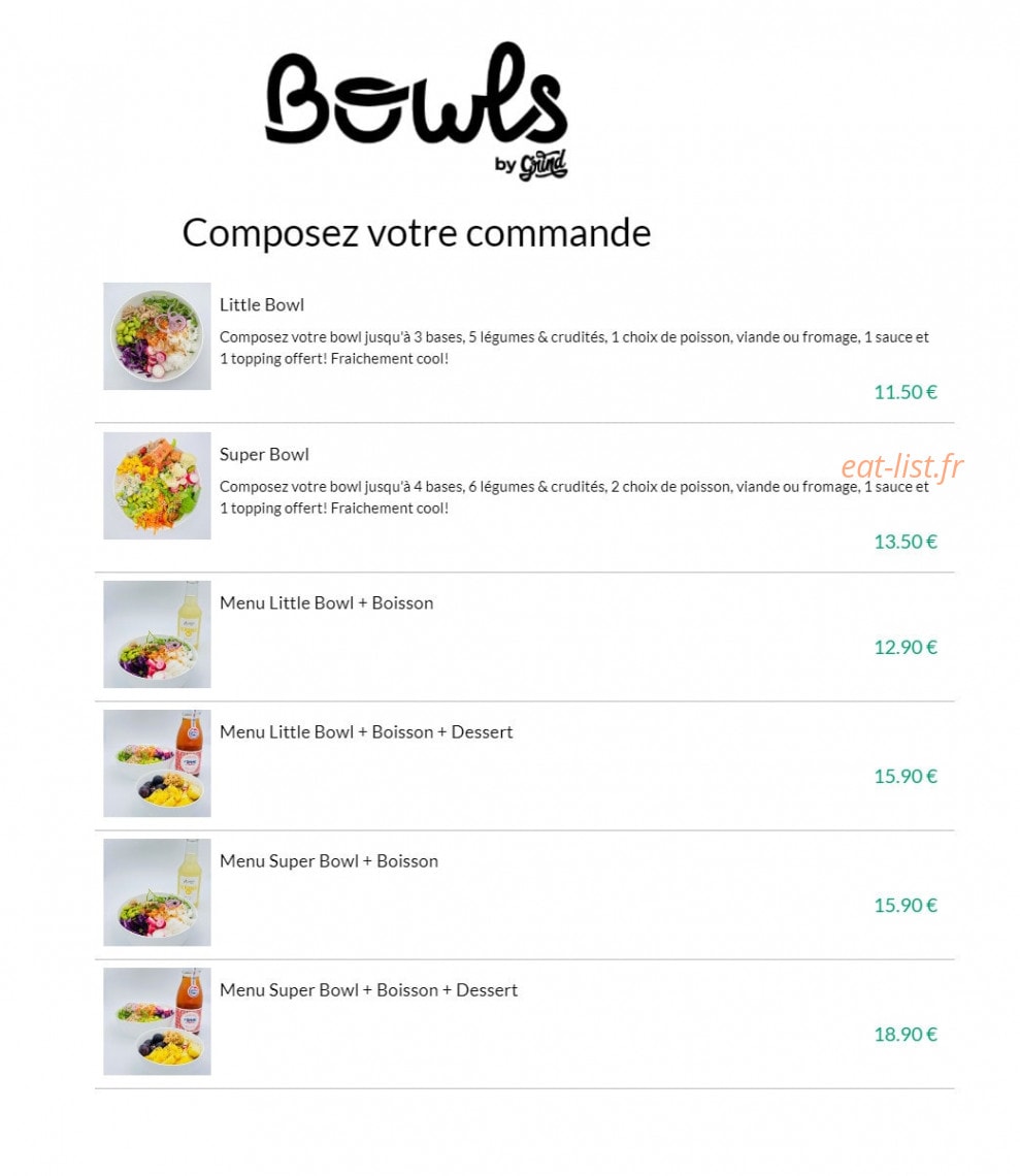 Bowls — carte page 1
