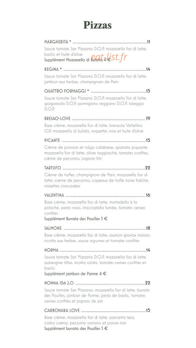 Ida Trattoria — carte page 4