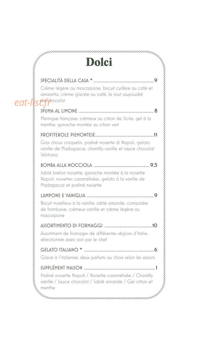 Ida Trattoria — carte page 6