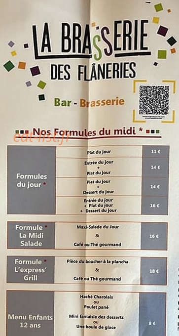 La Brasserie des Flâneries — carte page 1