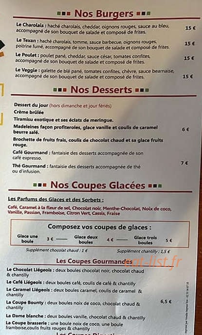 La Brasserie des Flâneries — carte page 3
