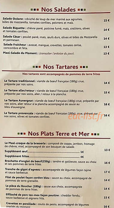 La Brasserie des Flâneries — carte page 2