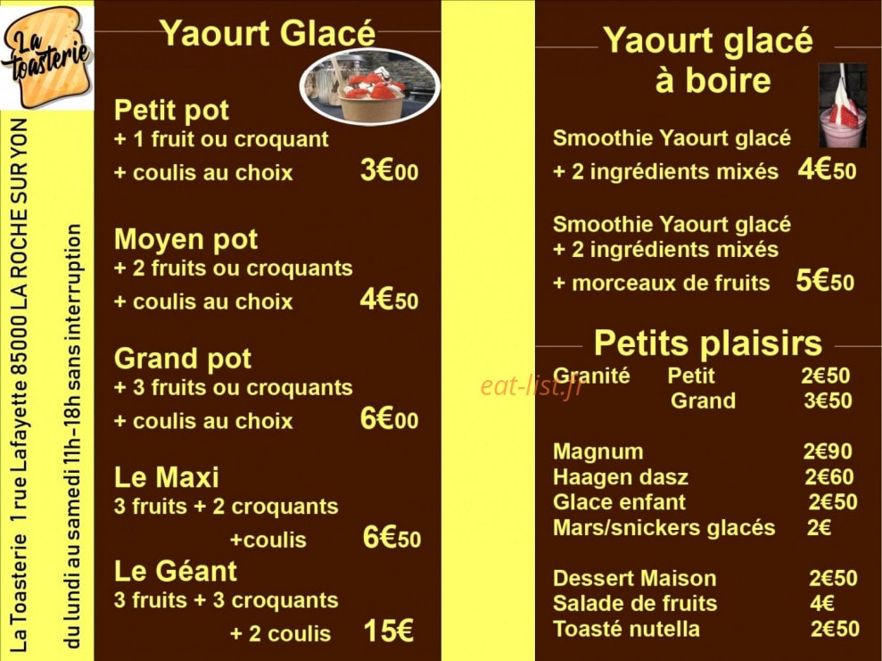 La toasterie — carte page 2