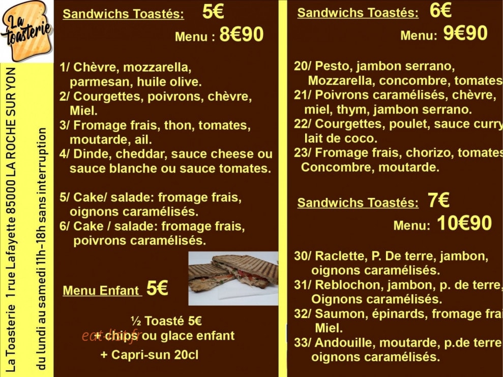 La toasterie — carte page 1