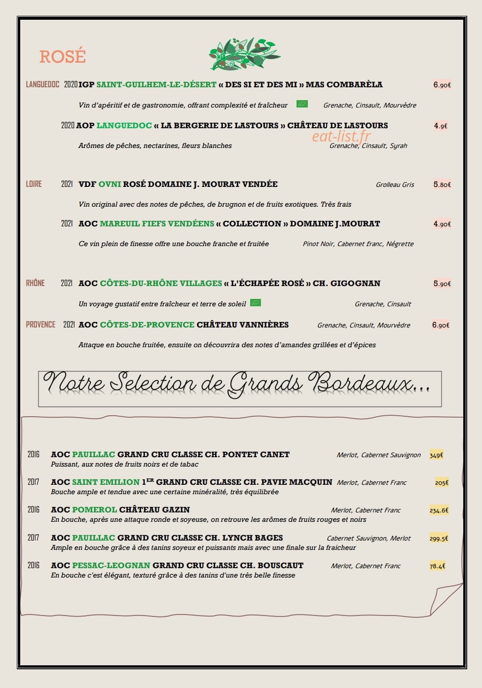 Le Beurre Zinc — carte page 8