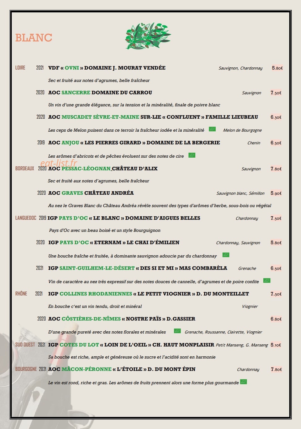Le Beurre Zinc — carte page 7