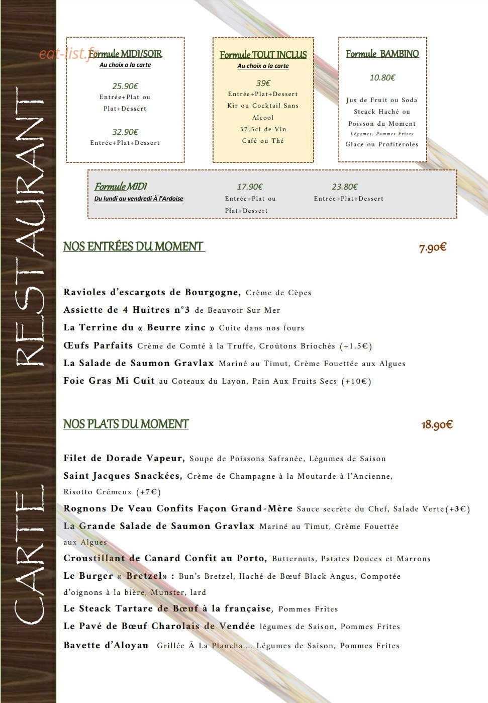 Le Beurre Zinc — carte page 1