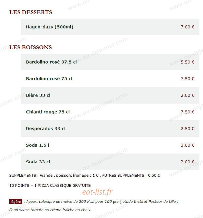 Le Kiosque à Pizzas — carte page 3