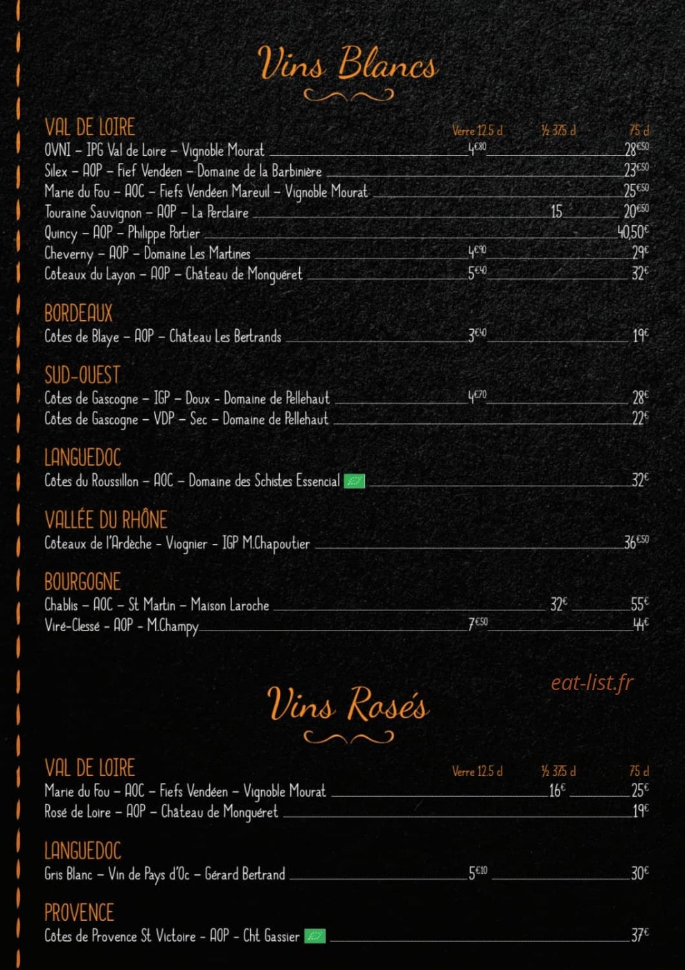 Restaurant Bistro Yonnais — carte page 8